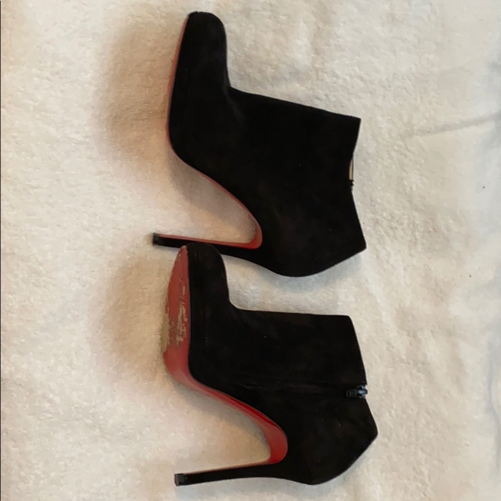 Louboutain black suede booties